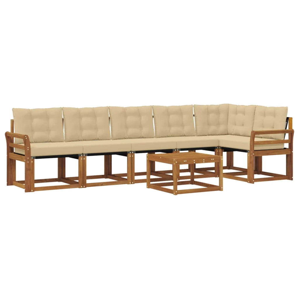 Set di divani da esterno con cuscino 7 pcs Naturale e Beige 3368740