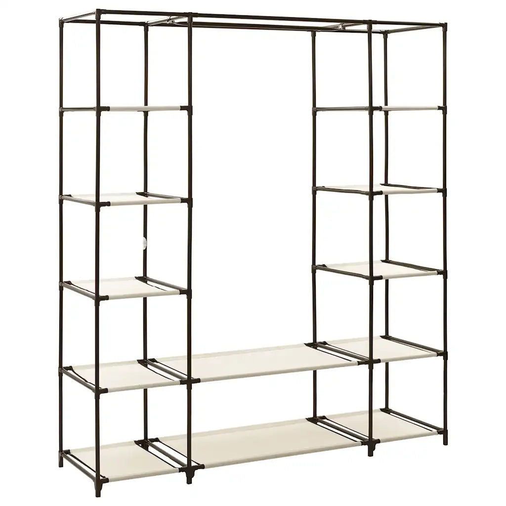 Armadio con Scomparti e Aste Crema 150x45x176 cm in Tessuto cod mxl 74058