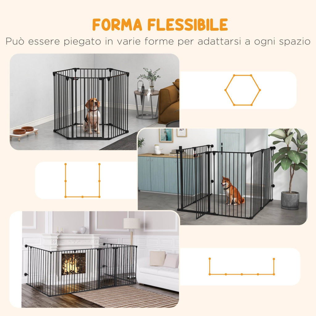 Cancellino Pieghevole per Cani ¨C zephmum ¨C Nero, Acciaio e Plastica, 123x102x100 cm