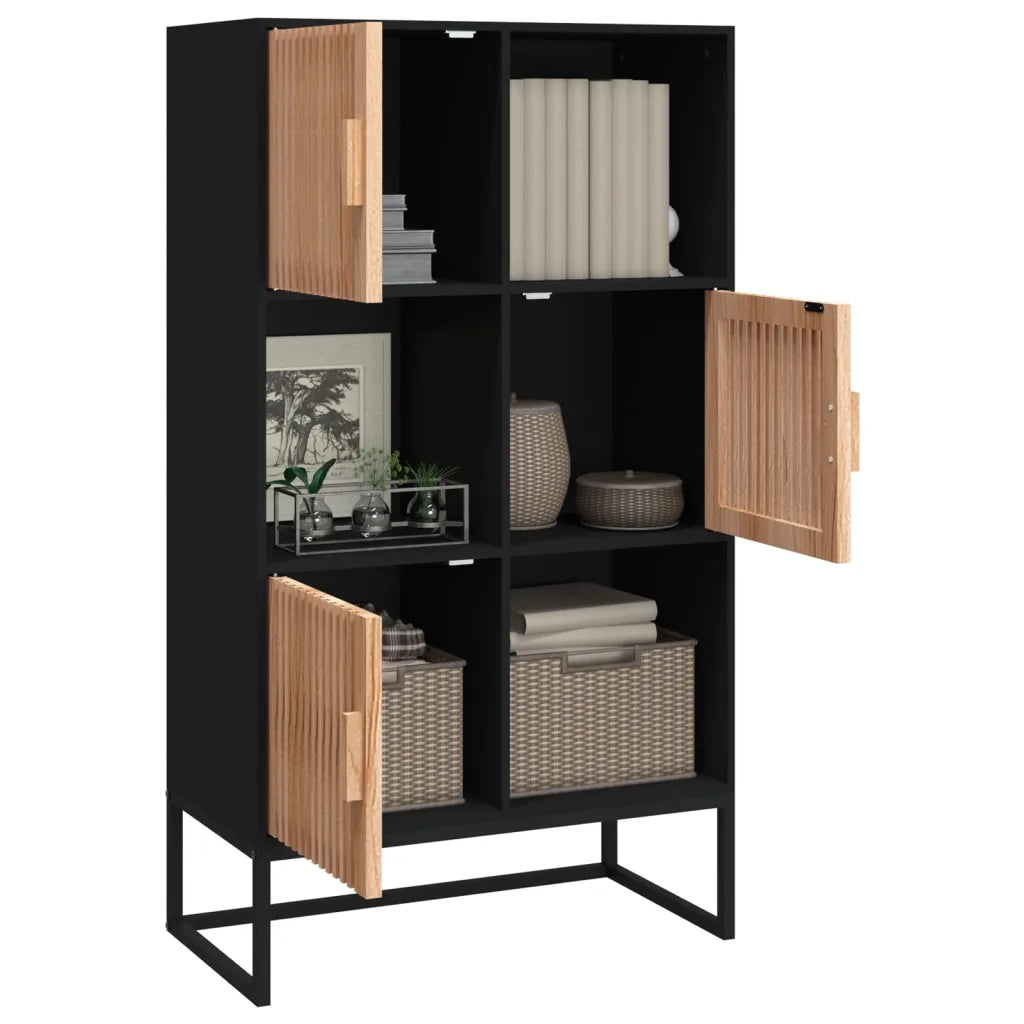 Credenza-Buffet-Armadio da cucina Nera 70x35x125 cm in Legno Multistrato 295723