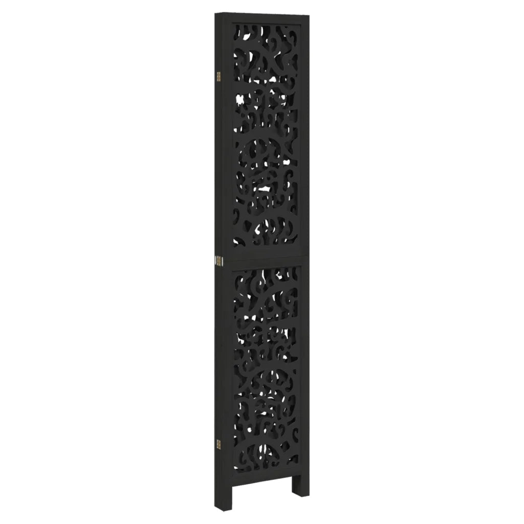 Divisorio Ambienti | Divider per stanze | Paravento 4 Pannelli Nero Legno Massello di Paulownia