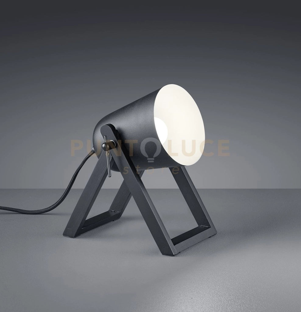 MARC LAMPADA DA TAVOLO CON PIEDI DI LEGNO NERO H. 21CM 1 LUCE ATTACCO E27