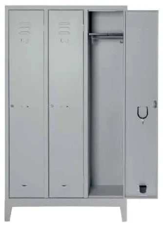 Armadio spogliatoio in metallo verniciato a 3 posti cm. 101x33x180h