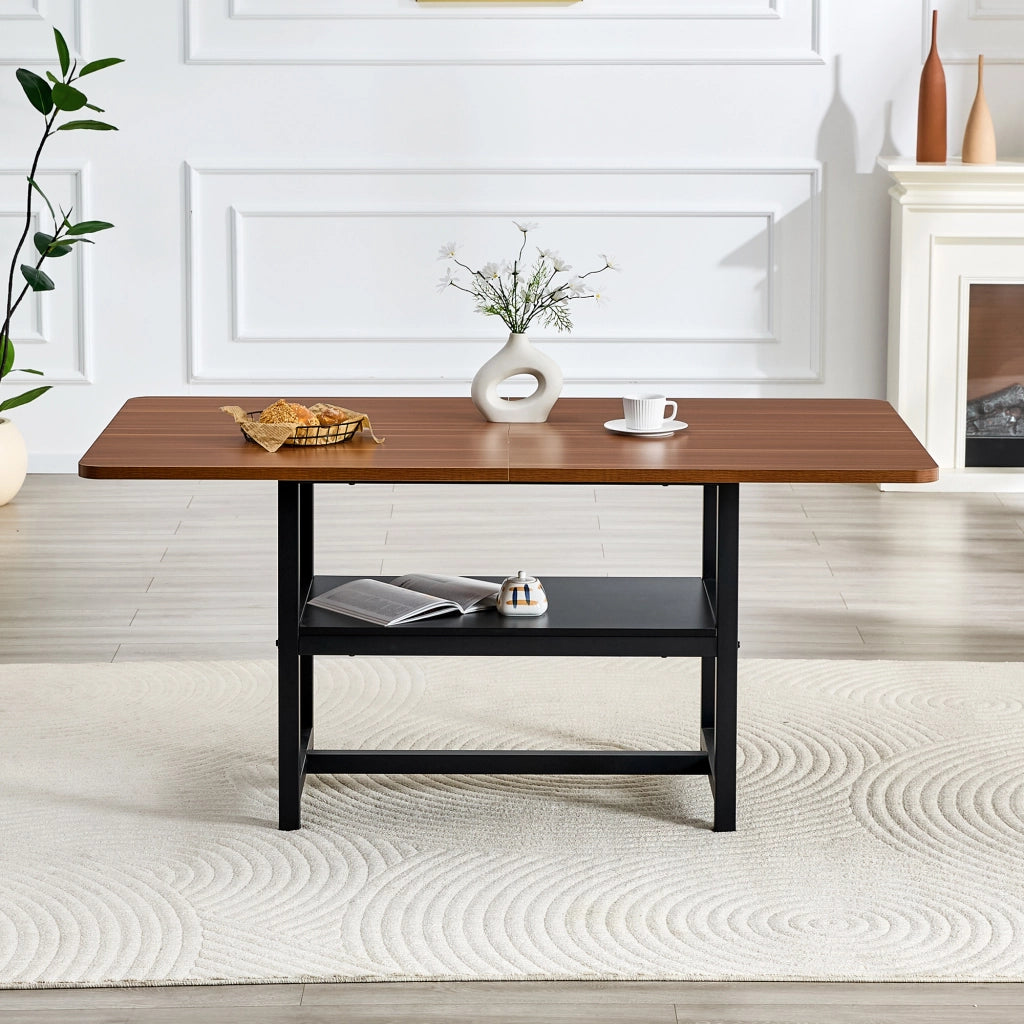 Tavolo da pranzo per 4-6 persone con ripiano contenitore stile moderno per cucina e sala da pranzo 160 × 90 × 76 cm