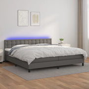 Giroletto Molle con Materasso e LED Grigio 200x200cm Similpelle 3134247