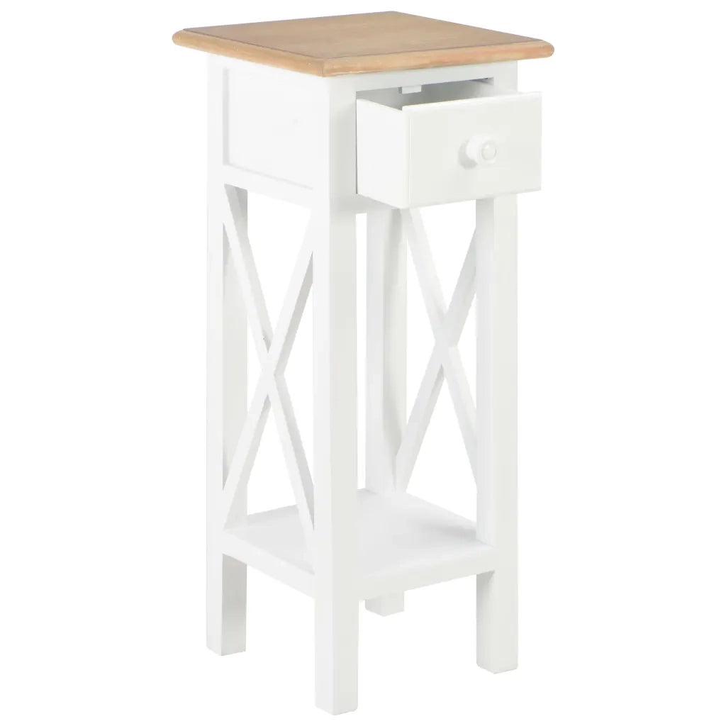 280057  Tavolino Laterale Bianco 27x27x65,5 cm in Legno 280057