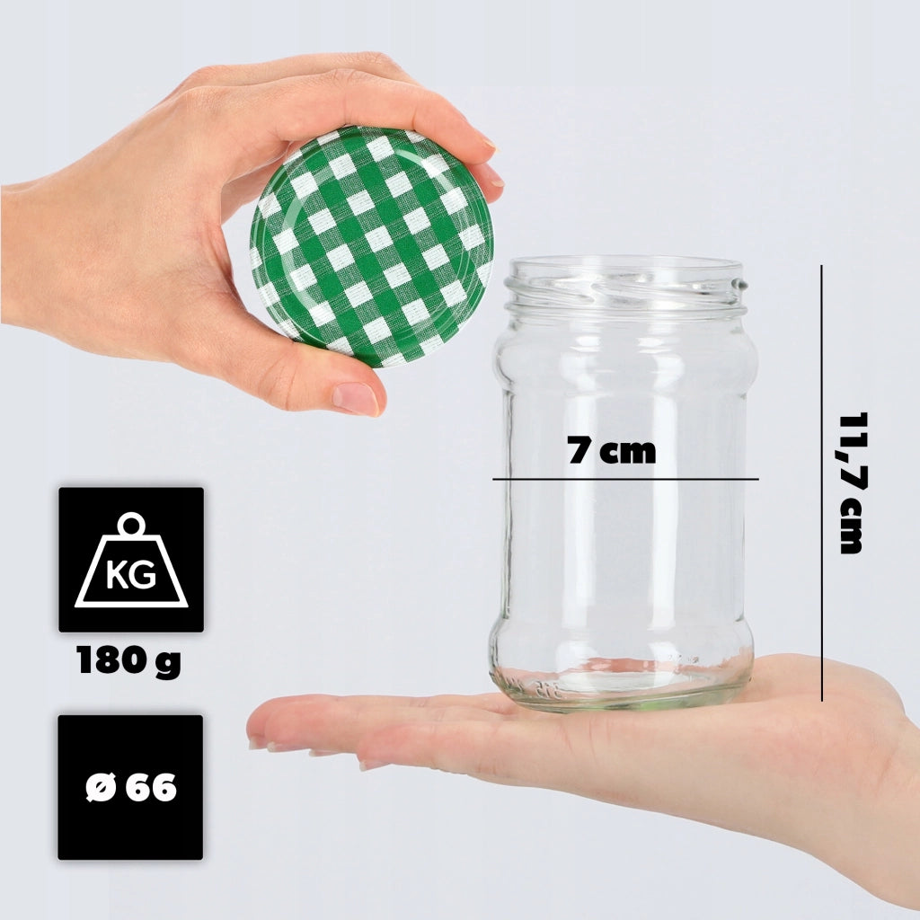 Barattoli per conserve KADAX Seno 315ml 50 pezzi 66mm + coperchio "Griglia verde"