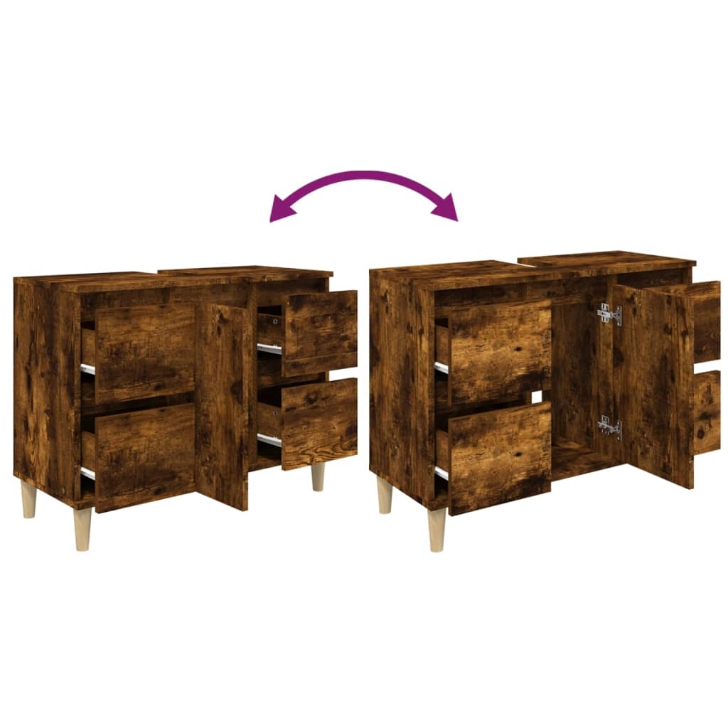 Mobile lavabo/lavabo 80 x 33 x 60 cm in legno laccato rovere affumicato 02_0006820