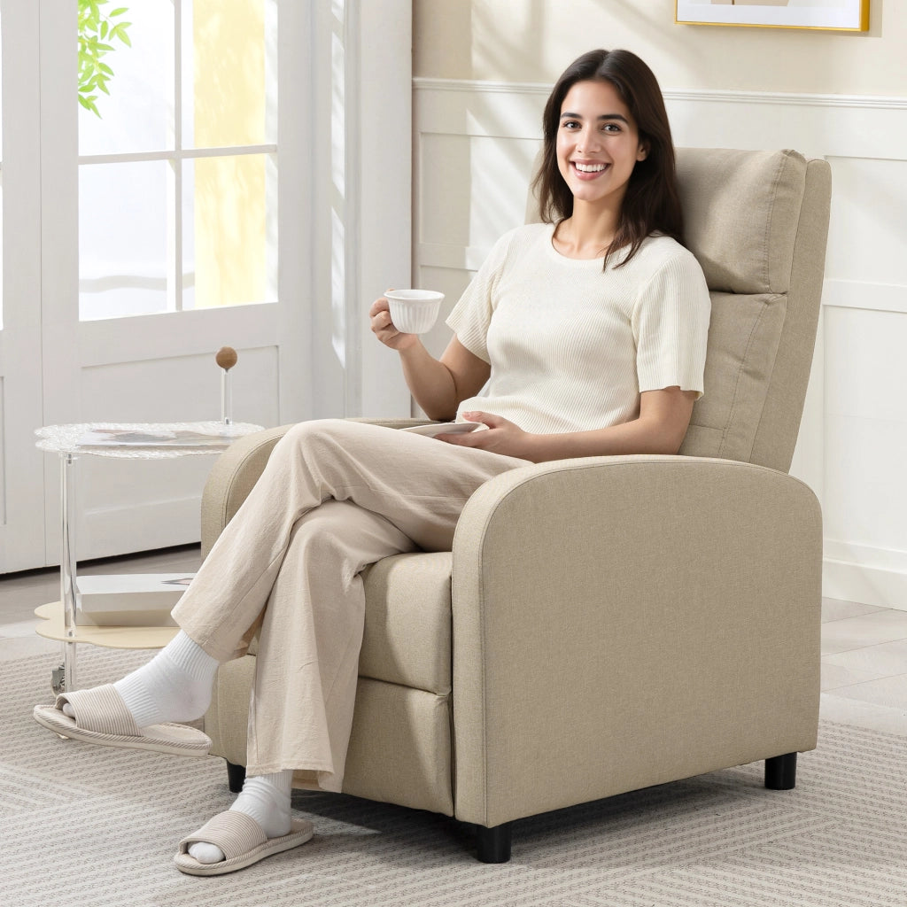 Poltrona relax reclinabile con poggiapiedi ¨C Xylo ¨C tessuto beige, portata 150 kg