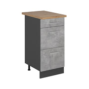 Vicco Mobiletto base per cucina Calcestruzzo 40 cm con cassetti, PL Rovere