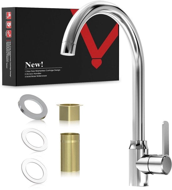 Cucina a 360° con Uscita Rotativa, 304 Grado Alimentare, Doppio Sistema di Tubazione per Acqua Calda e Fredda, Connettori Standard DE