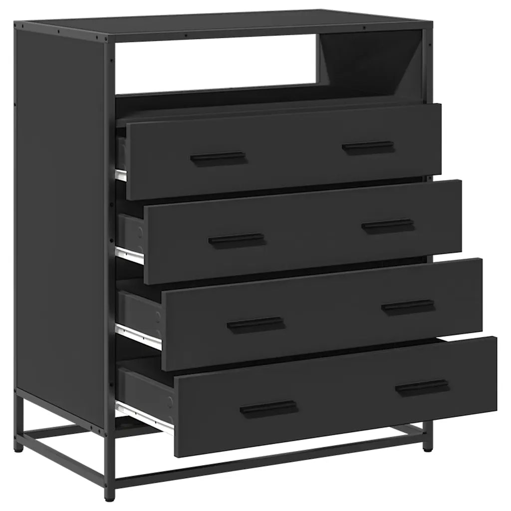 vidaXL Cassettiera Nera 70x41x83,5 cm in Legno Multistrato