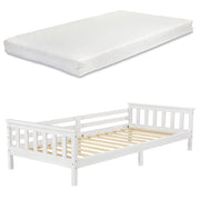 Letto per Bambino/Ragazzo con Materasso Ipoallergenico a Schiuma Fredda 90x200 cm Letto di Design Moderno in Legno di Pino con Testiera e Pediera - Bianco