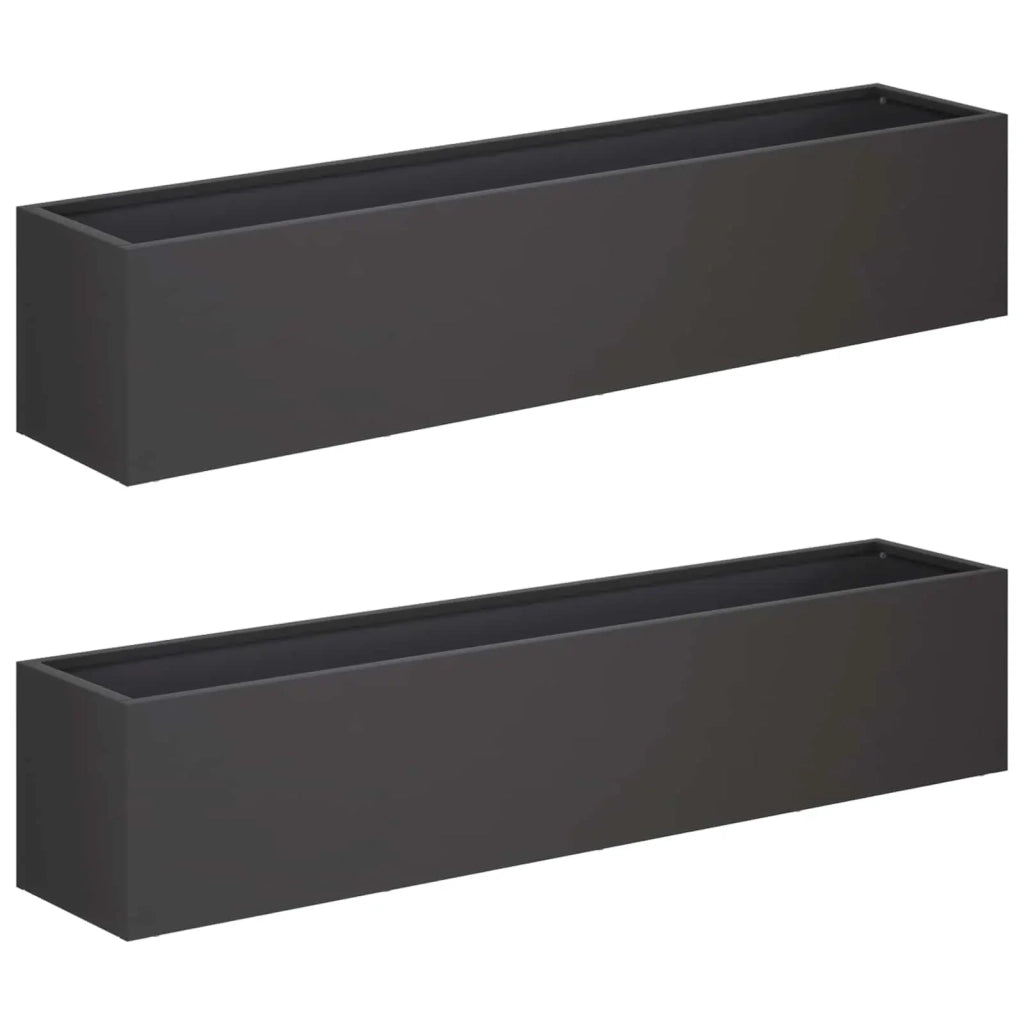 Vaso da giardino 2 pz Nero 100 x 20 x 20 cm 8005177