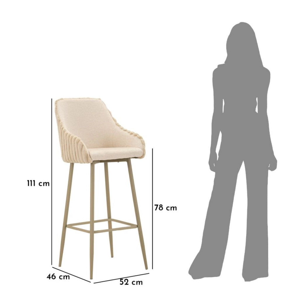 Set di 2 Sgabelli Alti VKH881, Beige, Poliestere, 52x46x111 cm