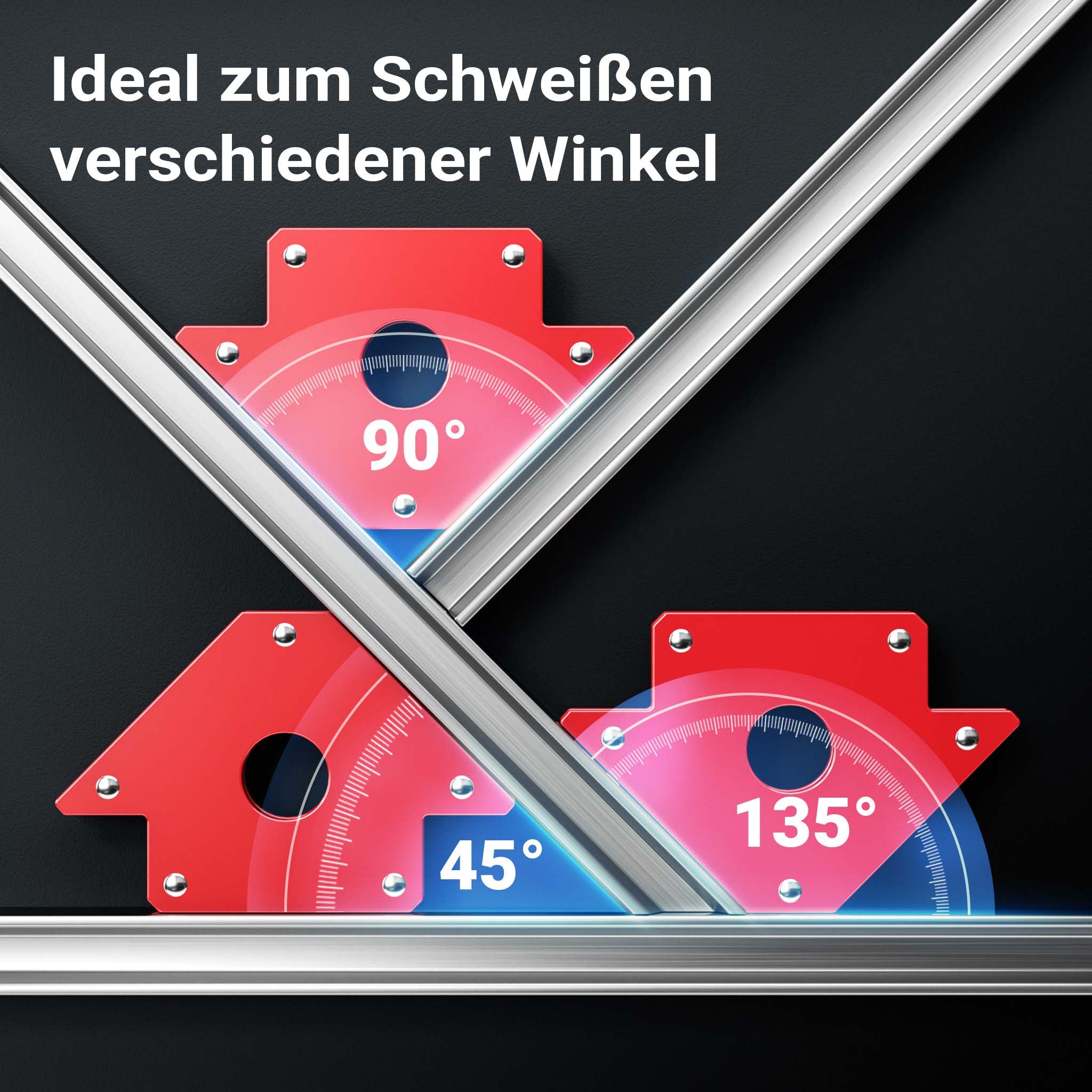12x Magnete per saldatura con forza di tenuta di 11/20/32 kg, dimensioni compatte, Angolo di saldatura a 45°, 90° e 135°, tiene uniti i pezzi da saldare