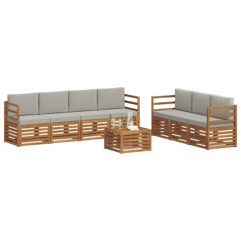 Set divani con cuscino 8 pcs Grigio Naturale e Chiaro 3374471