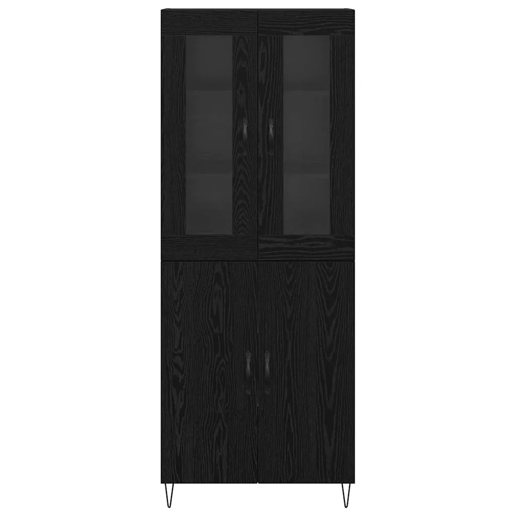 Credenza-Buffet-Armadio da cucina Rovere Bianco e Nero 69,5 x 34 x 180 cm