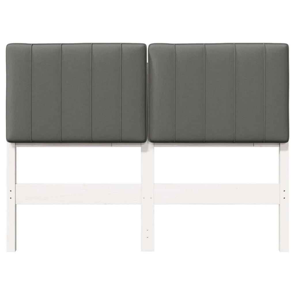 Testiera imbottita Bianco e grigio chiaro 120 cm Pino massello 880192