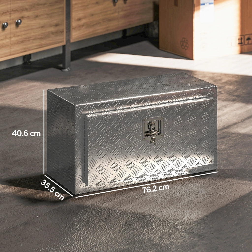 Cassetta degli Attrezzi da 96L in Alluminio con Serratura, 2 Chiavi e Maniglia Laterale, 76.2x35.5x40.6 cm, Argento