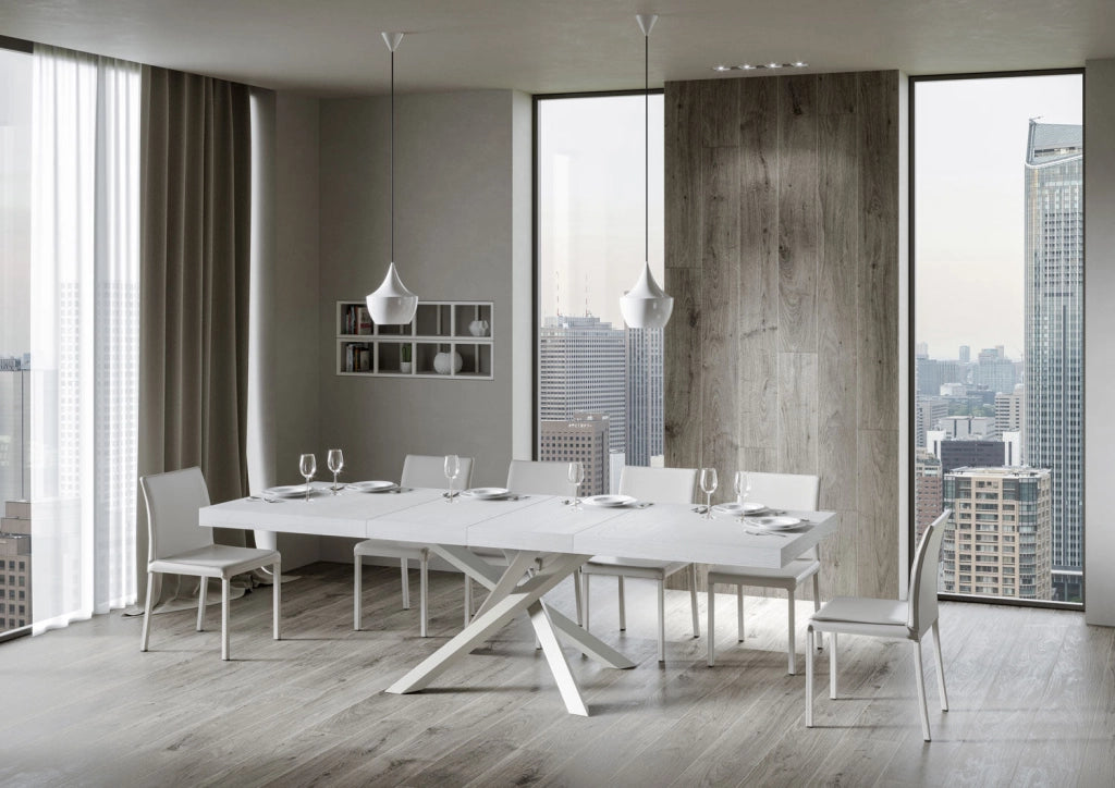 Tavolo Allungabile 200-460x90x77 cm Volantis Premium Bianco Frassino Telaio Bianco