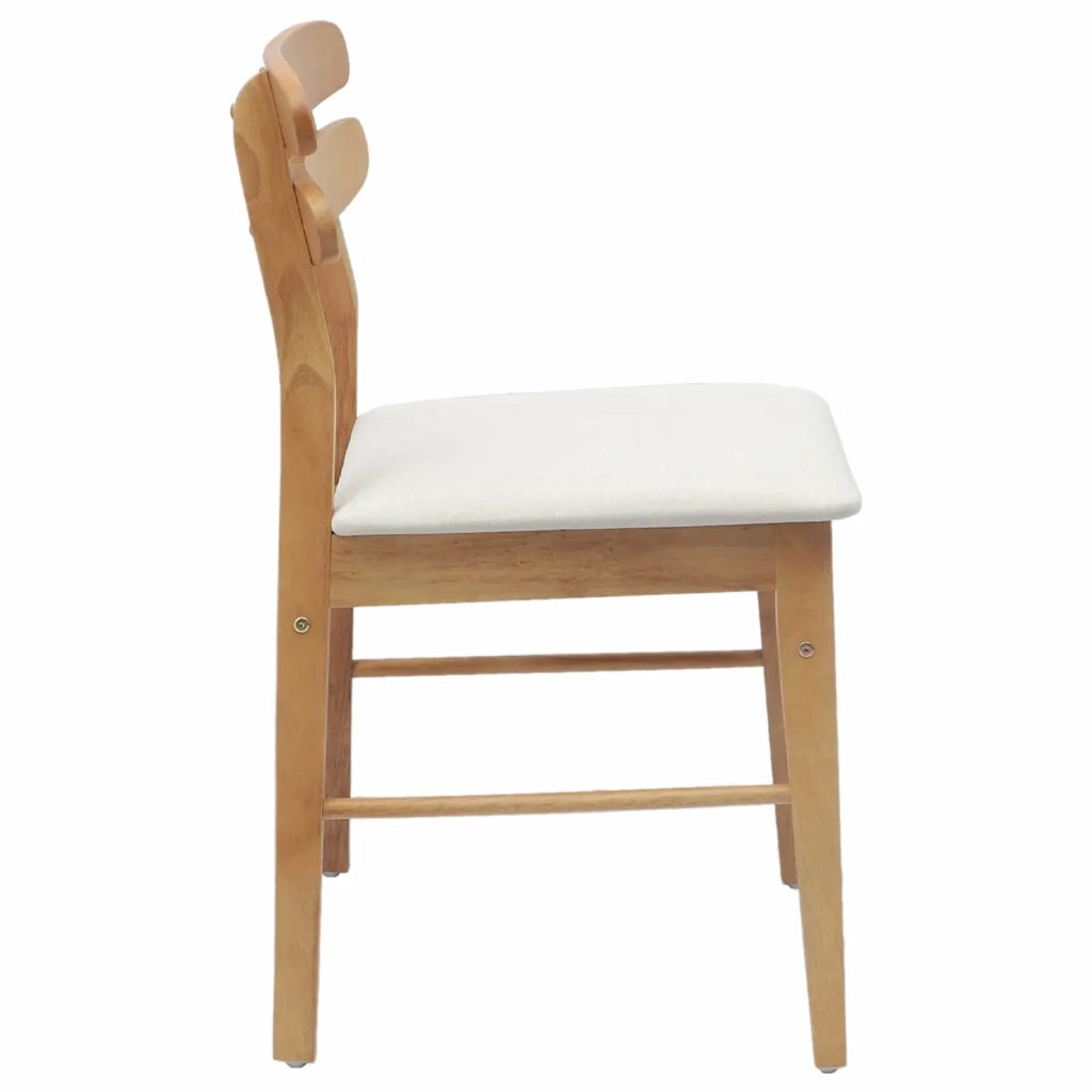 Sedia da pranzo 2 pcs Naturale e chiaro Legno di gomma solido