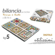 Trade Shop - Bilancia Portatile Da Cucina Digitale Max. 5kg 22x15x1,5cm Decoro Mosaico 828508 -