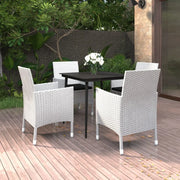 Set da Pranzo per Giardino 5 pz con Cuscini Polyrattan e Vetro cod mxl 38811