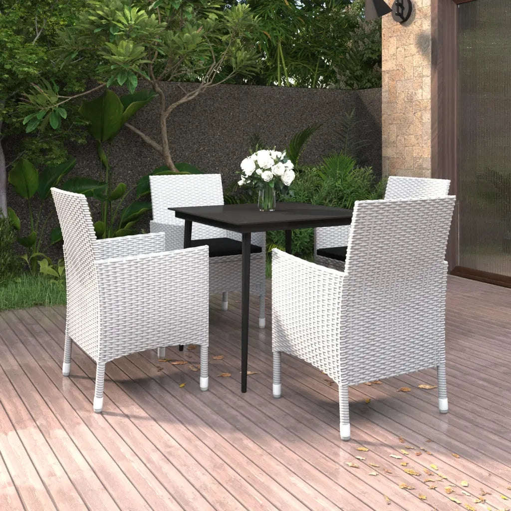 Set da Pranzo per Giardino 5 pz con Cuscini Polyrattan e Vetro cod mxl 38811