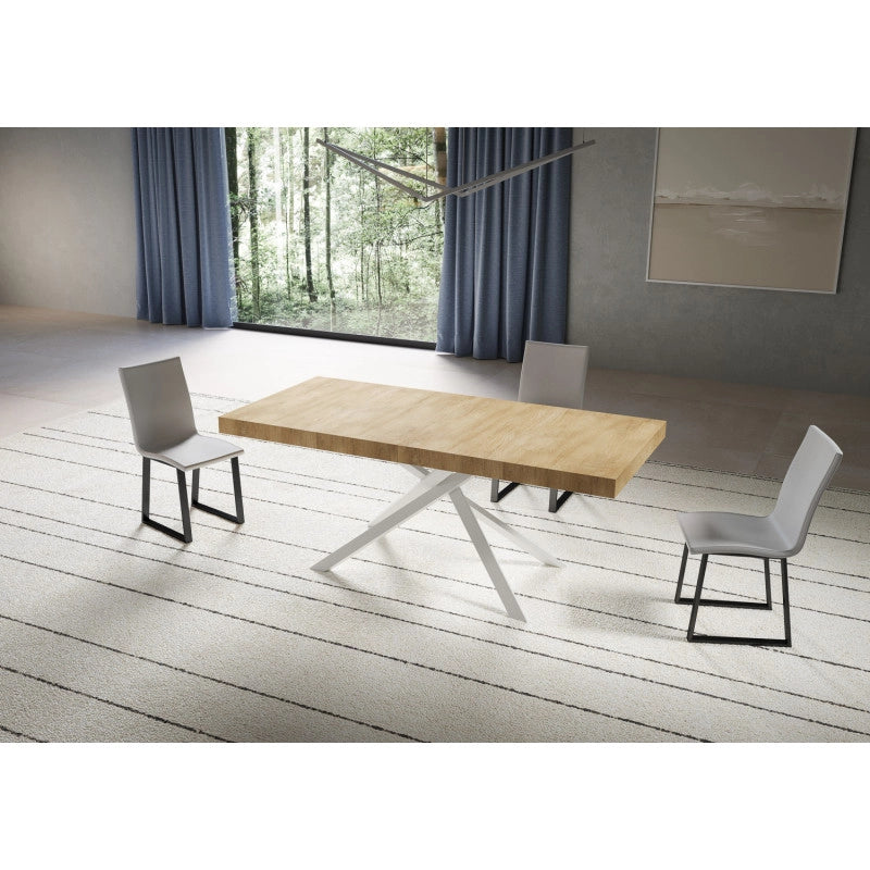 Tavolo allungabile 200/304x90 cm Niket telaio Bianche - Noce