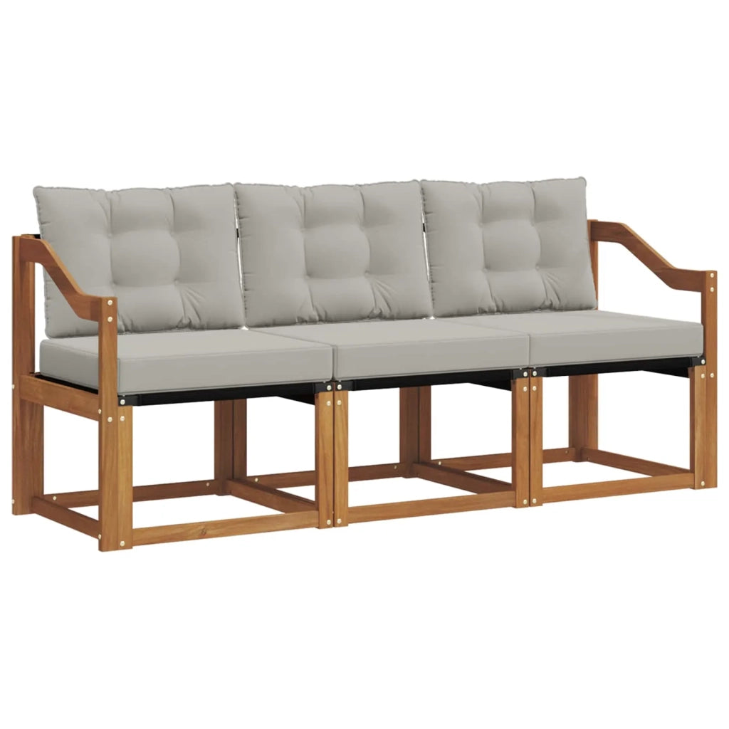 Set di divani da esterno 3 pcs Grigio Naturale e Chiaro