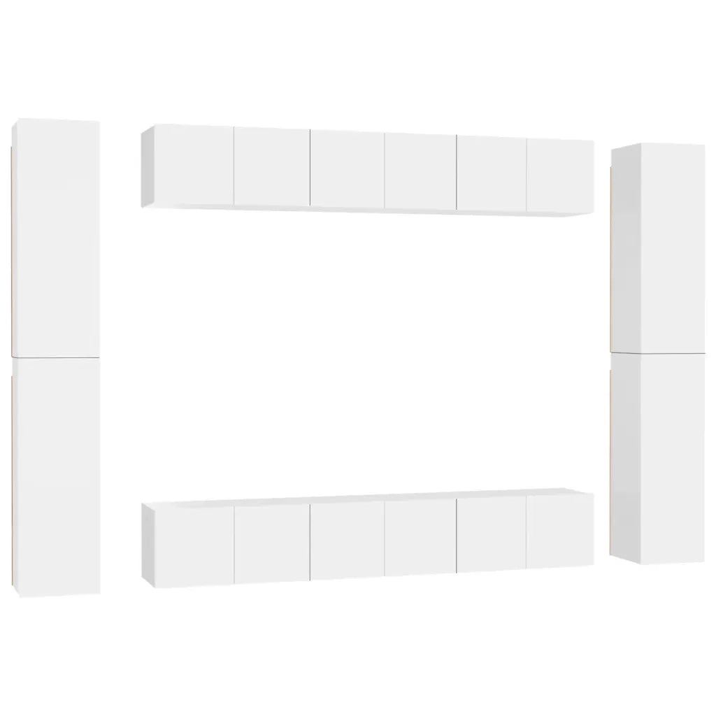 Set Mobili Porta TV 10 pz Bianco in Legno Multistrato 3078665