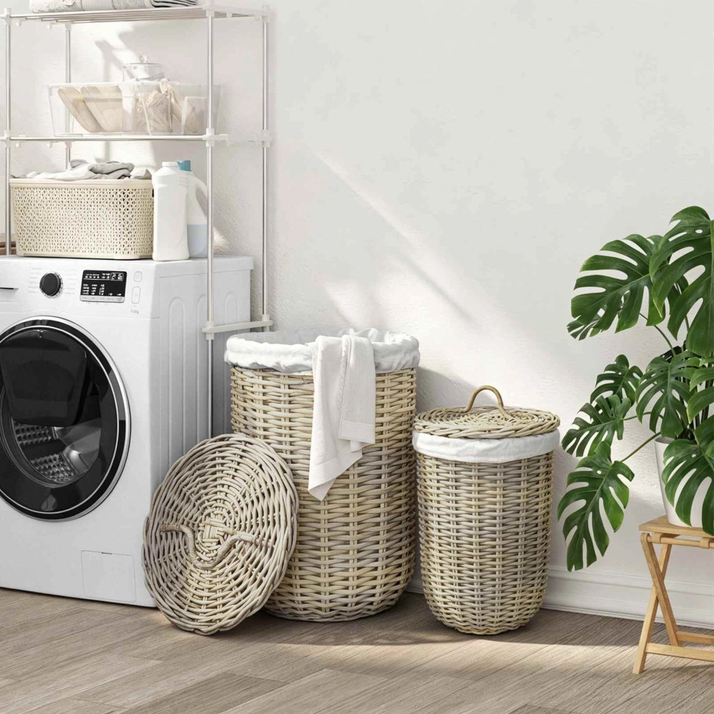 Cesto per la biancheria con coperchio GENDT 2 pz Rattan Kubu 42020973