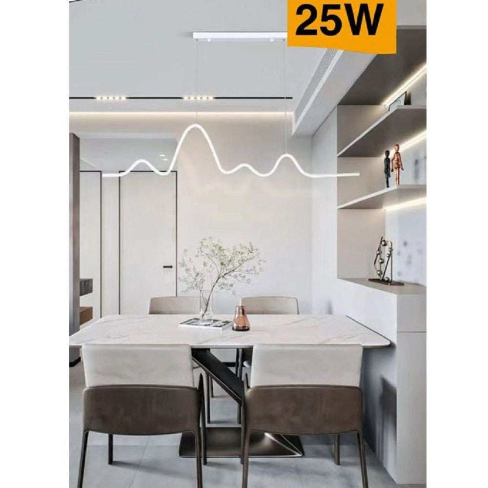 Trade Shop - Lampadario Sospensione Led Moderno Onda Sfalsata 25w Luce 6500k 3000k 4000k B73b -