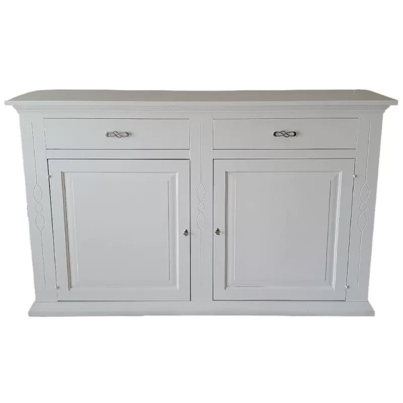 Credenza madia 2 porte legno shabby bianco 177x48x110 (1596) - Mobili 2G
