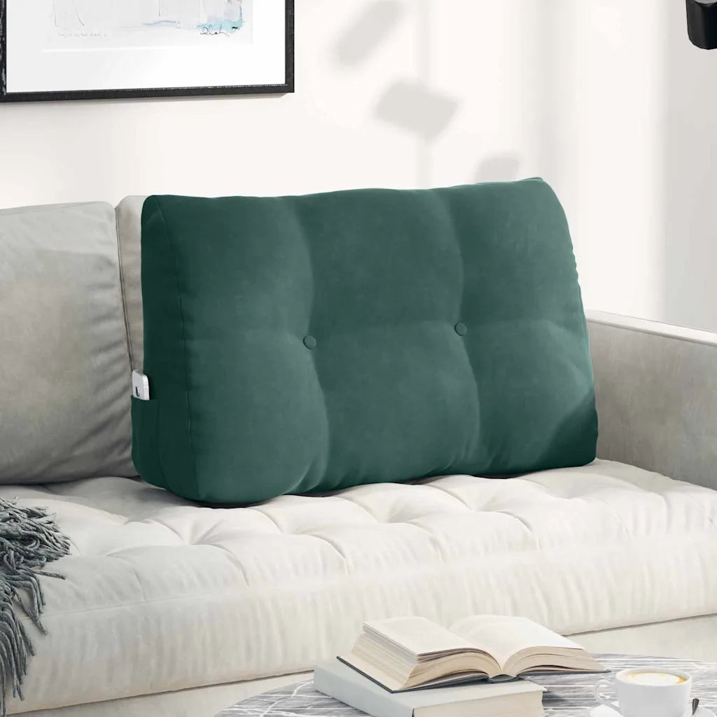 Cuscino per Schiena Verde Scuro 80 x 24 x 50 cm Velluto 42014431