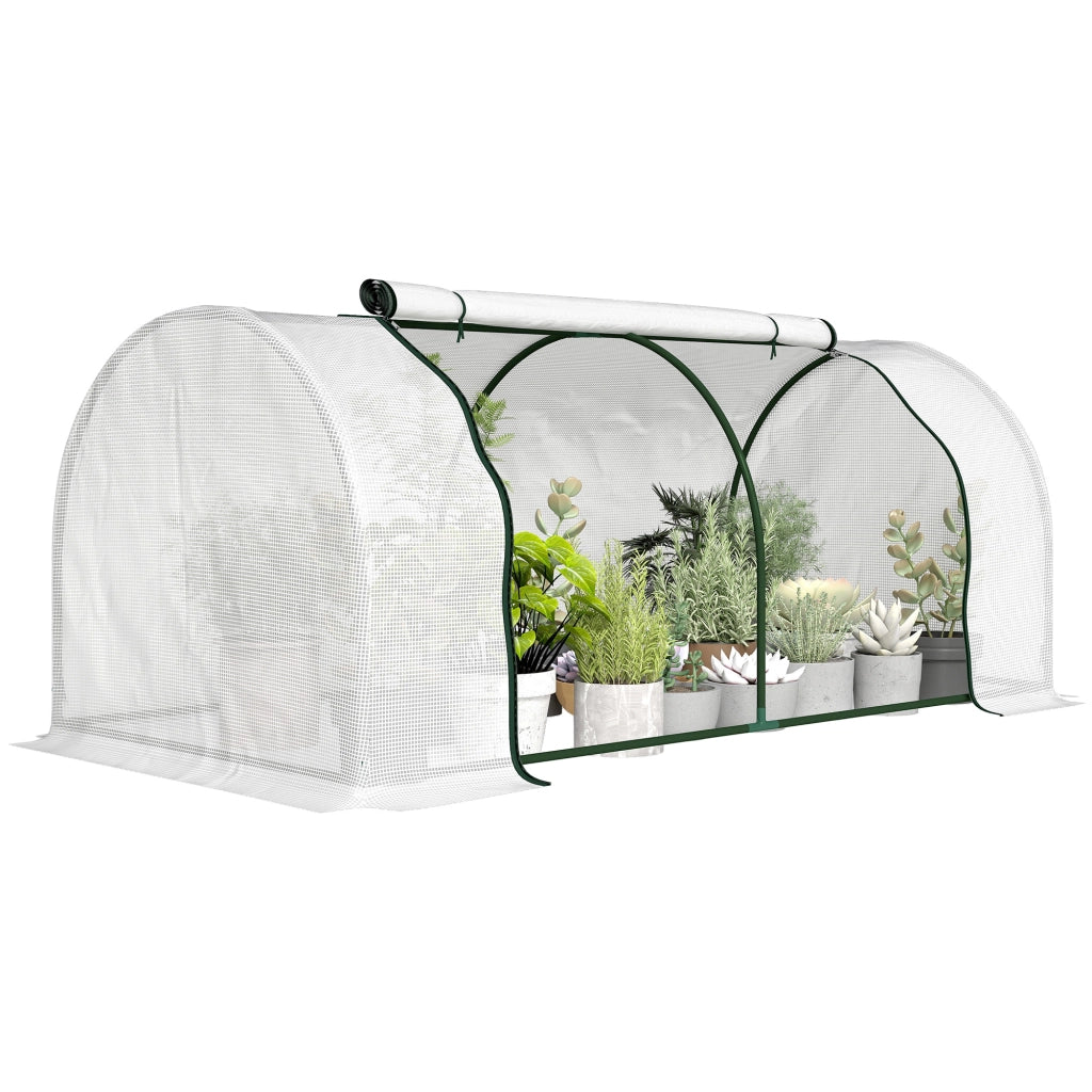 Mini serra per giardino ¨C zephmum ¨C 2x1x0.8m bacheca PE acciaio bianco