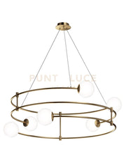 BALANCE LAMPADARIO A SOSPENSIONE IN VETRO SOFFIATO 6 LUCI STRUTTURA IN METALLO