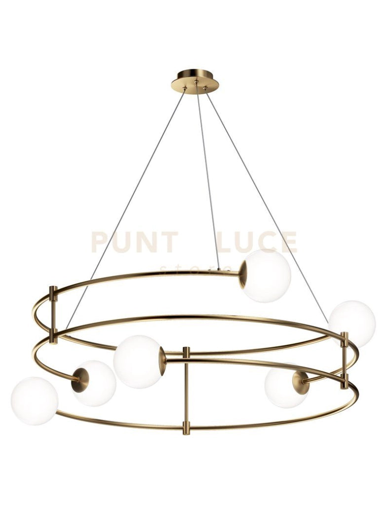 BALANCE LAMPADARIO A SOSPENSIONE IN VETRO SOFFIATO 6 LUCI STRUTTURA IN METALLO
