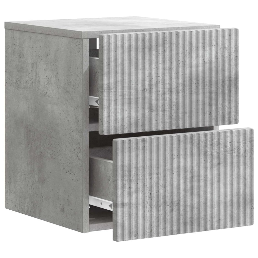 Comodino | Armadio da Notte | Mobiletto da notte a muro Grigio Cemento 33 x 34,5 x 40 cm