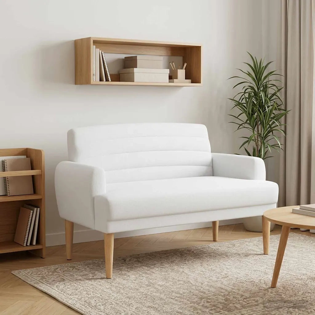 Loveseat con bottoni imbottiti Bianco 116 x 67 x 80 cm Tessuto 42041785