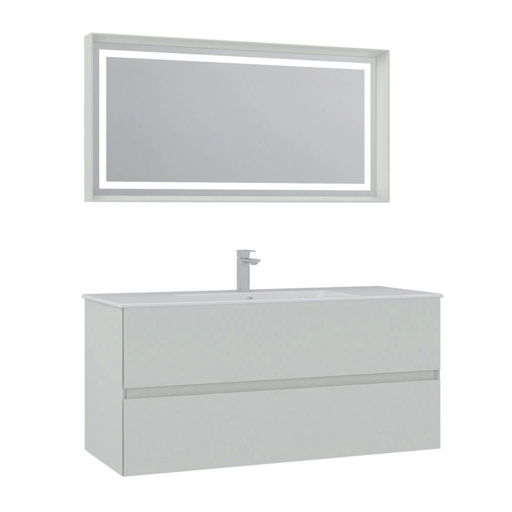 Set mobile lavabo con specchio (2 pezzi) "Nest 121 v2" - 121 x 51 x 55 cm - Cashmere opaco