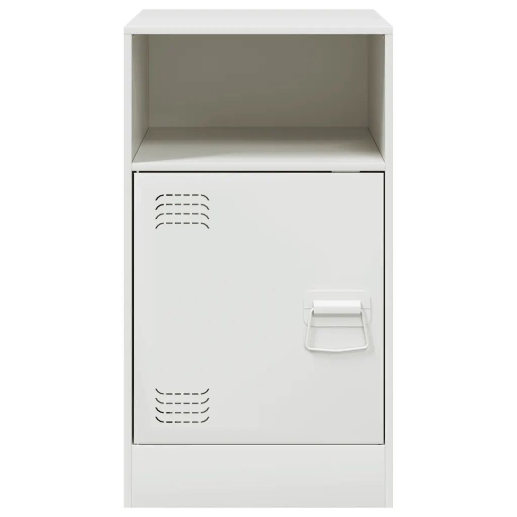 Comodini 2 pz-Set di 2 Tavolino da notte Bianchi 34,5x39x62 cm in Acciaio 703851