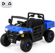 12V Macchina Elettrica per Bambini 2 Posti, Auto Elettrica con Cassone Ribaltabile, Telecomando, Musica, Storie, Luci LED e Sospensione a Molla, Giocattolo per Bambini 3-8 Anni (Blu Navy)