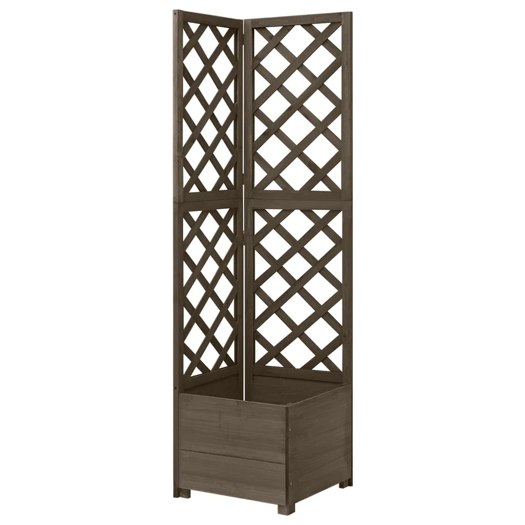 Fioriera angolare con traliccio 40 x 40 x 150 cm legno di abete grigio 02_0000819