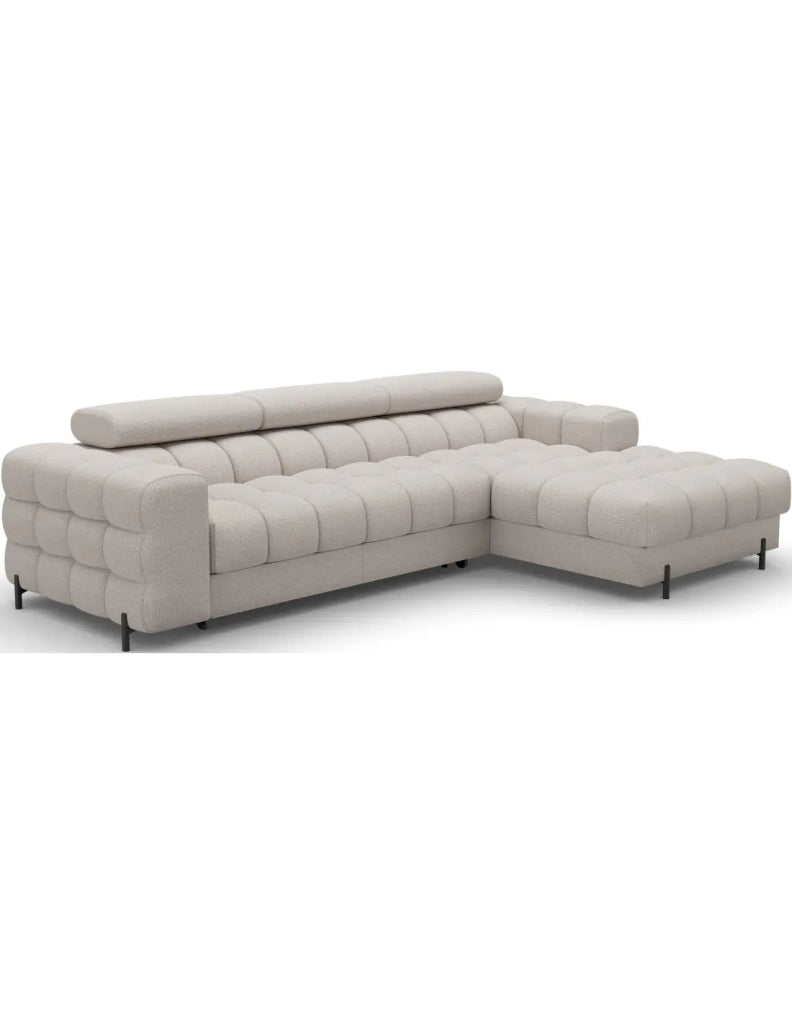 Divano ad angolo destro convertibile Beige dallo stile contemporaneo 285x99x181cm FILTRO