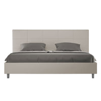Letto Matrimoniale King Size 200x200 cm Senza Rete Imbottito in Similpelle Mika Tortora