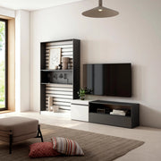 Mobile TV, Soggiorno, 260x35x186cm, Per TV fino a 65", Set di mobili, Bianco e nero RF2542
