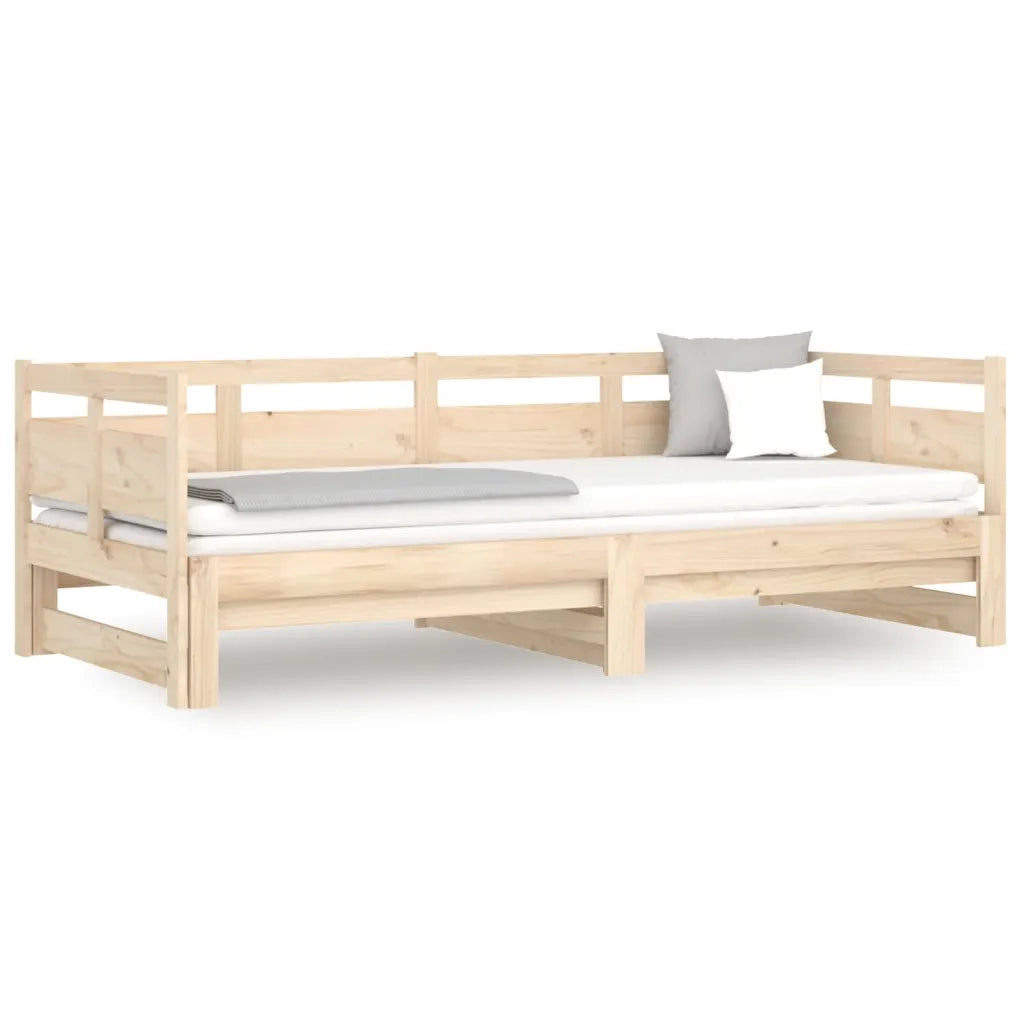 Letto singolo | Letto per adulti | Dormeuse Estraibile in Legno Massello di Pino 2x(80x200) cm