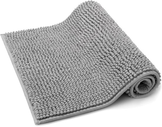 Pavimento Antiscivolo per Bagno in Chenille, Matrimoniale, Assorbente, Lavabile, 40x60 cm, Argento